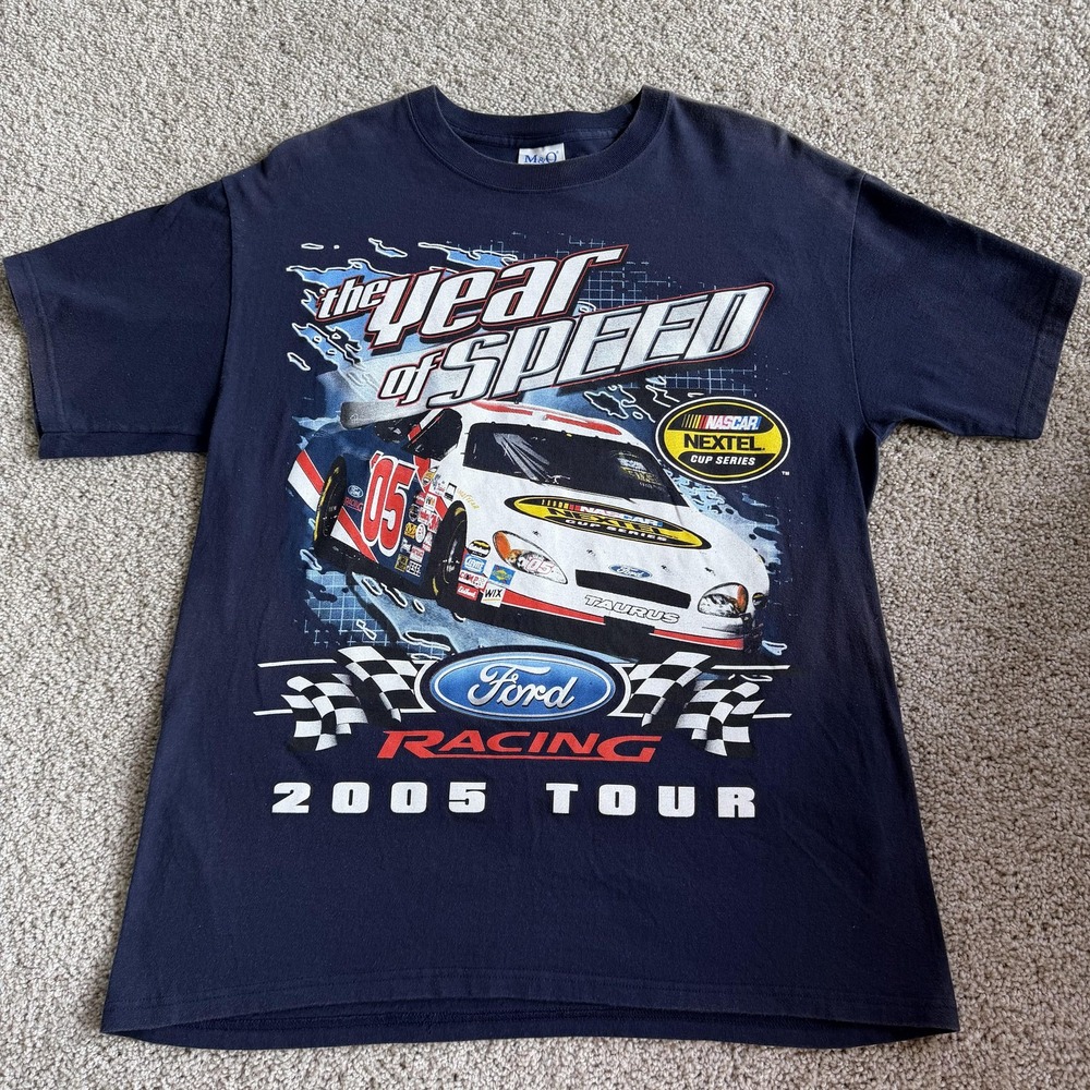 Vintage Ford Racing Shirt Mens L Blue NASCAR Nextel Cup Series 2005 Tour Tee
